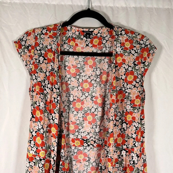 J Crew Mercantile Long Cardigan Womens XS Multicolor Floral Sleeveless - Picture 2 of 8